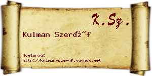 Kulman Szeráf névjegykártya